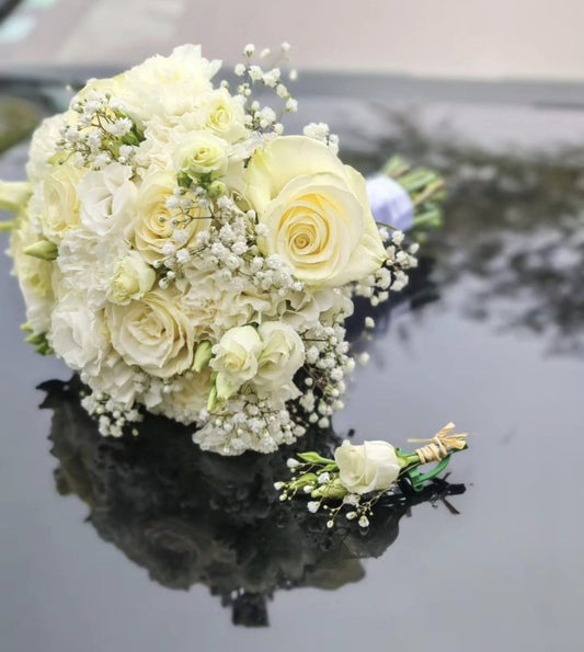 Bouquet de mariée avec boutonnière offerte - La Rose Flowers Mulhouse 68